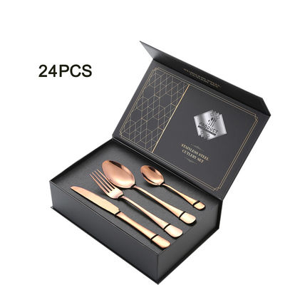 OEM Stainless Steel Cutlery Set 24 Piece Colorful Flatware Set
