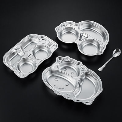 Customized Kids Dinner Plates Stainless Steel Divided Plate Cartoon Style