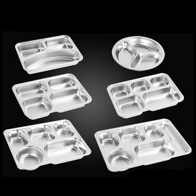 Smooth Edges Kids Dinner Plates Stainless Steel Divided Dinner Plates Rectangle