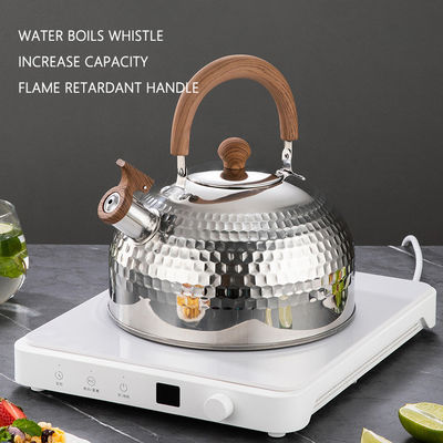 4L Stainless Steel Water Kettle Whistling Stovetop Tea Kettle With Wood Grain