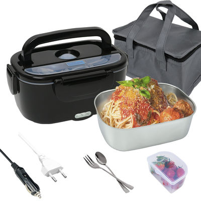 Electric Lunch box with Dual Voltage and 1.5L Stainless Steel Container Black