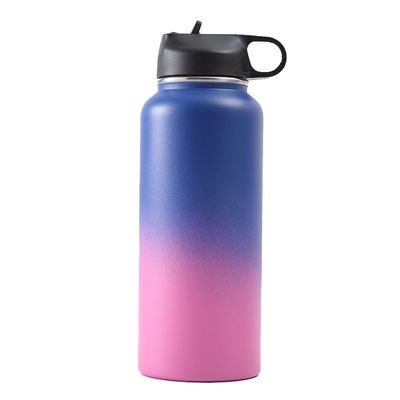 Double Wall Stainless Steel Insulated Vacuum Thermos Cup Gradient Pink Blue 18oz