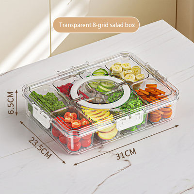 Transparent Plastic 8-divided Lunch Box Storage Box Insurance Container Box Refrigerator Fresh-keeping