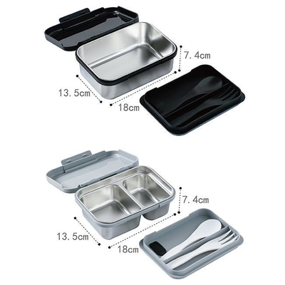 2 Compartments Metal Lunchbox Keep Your Food Fresh and Secure for Any Occasio With Tableware