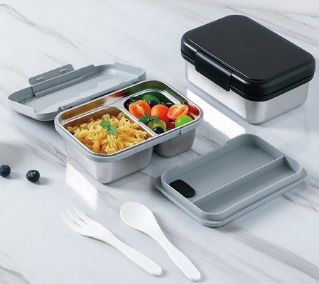 Stainless Steel 304 Lunch Box Can be Put Into the Microwave to Heat Lunch Box Household Lunch Box Silicone Partition Student Lunch Box